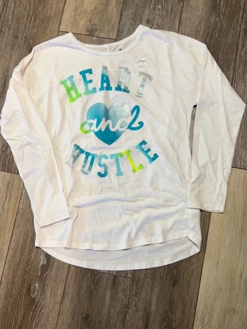 Kids White Long-Sleeve 'Heart and Hustle' Graphic Tee
